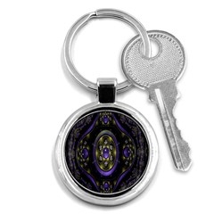 Fractal Sparkling Purple Abstract Key Chains (round) 