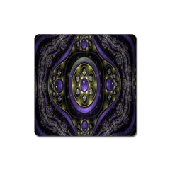 Fractal Sparkling Purple Abstract Square Magnet