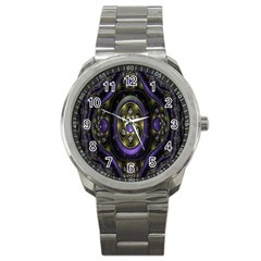 Fractal Sparkling Purple Abstract Sport Metal Watch