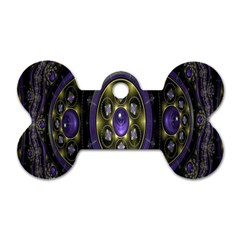 Fractal Sparkling Purple Abstract Dog Tag Bone (one Side) by Nexatart