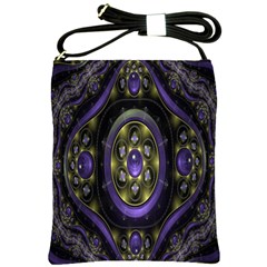 Fractal Sparkling Purple Abstract Shoulder Sling Bags by Nexatart