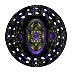 Fractal Sparkling Purple Abstract Round Filigree Ornament (two Sides) by Nexatart