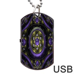 Fractal Sparkling Purple Abstract Dog Tag Usb Flash (one Side) by Nexatart