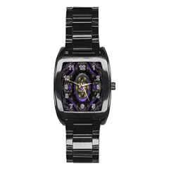 Fractal Sparkling Purple Abstract Stainless Steel Barrel Watch