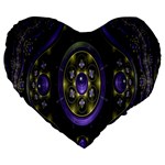 Fractal Sparkling Purple Abstract Large 19  Premium Flano Heart Shape Cushions Front