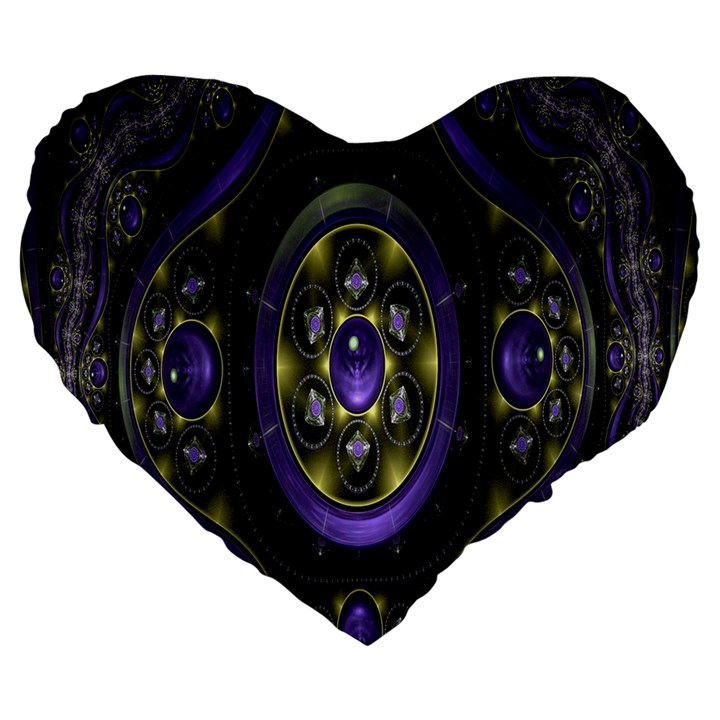 Fractal Sparkling Purple Abstract Large 19  Premium Flano Heart Shape Cushions