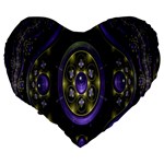 Fractal Sparkling Purple Abstract Large 19  Premium Flano Heart Shape Cushions Back