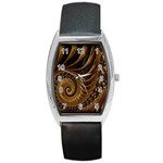 Fractal Spiral Endless Mathematics Barrel Style Metal Watch Front