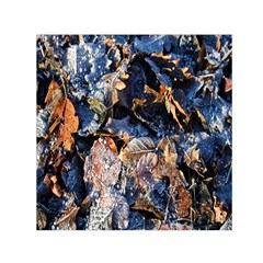 Frost Leaves Winter Park Morning Small Satin Scarf (square) by Nexatart