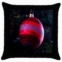 Glass Ball Decorated Beautiful Red Throw Pillow Case (black) by Nexatart