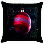 Glass Ball Decorated Beautiful Red Throw Pillow Case (Black) Front