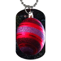 Glass Ball Decorated Beautiful Red Dog Tag (two Sides) by Nexatart