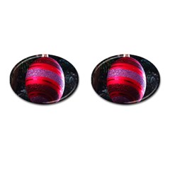 Glass Ball Decorated Beautiful Red Cufflinks (oval) by Nexatart