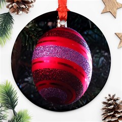 Glass Ball Decorated Beautiful Red Round Ornament (two Sides) by Nexatart