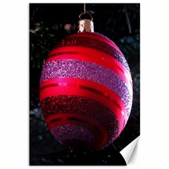 Glass Ball Decorated Beautiful Red Canvas 12  X 18  