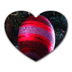 Glass Ball Decorated Beautiful Red Heart Mousepads by Nexatart