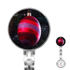 Glass Ball Decorated Beautiful Red Stainless Steel Nurses Watch by Nexatart