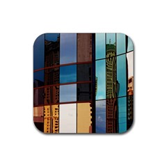 Glass Facade Colorful Architecture Rubber Coaster (square)  by Nexatart