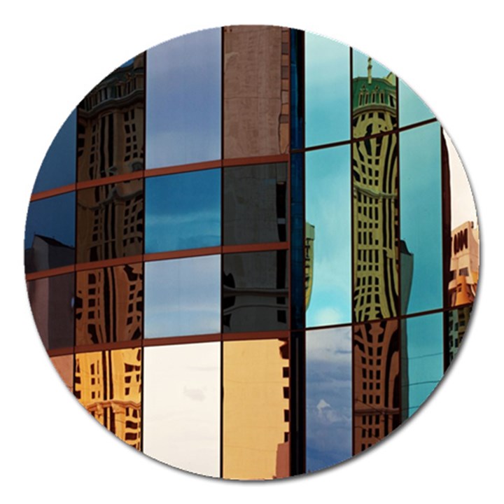 Glass Facade Colorful Architecture Magnet 5  (Round)