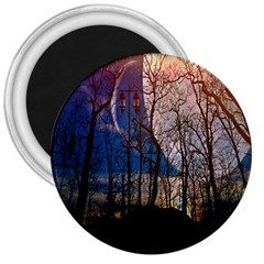 Full Moon Forest Night Darkness 3  Magnets by Nexatart