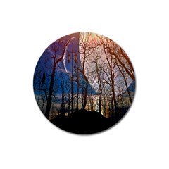 Full Moon Forest Night Darkness Magnet 3  (round) by Nexatart