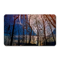 Full Moon Forest Night Darkness Magnet (rectangular) by Nexatart