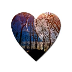 Full Moon Forest Night Darkness Heart Magnet by Nexatart