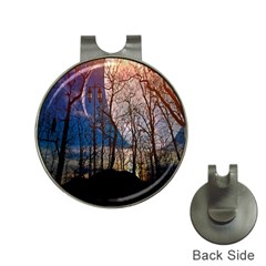 Full Moon Forest Night Darkness Hat Clips With Golf Markers by Nexatart