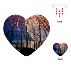 Full Moon Forest Night Darkness Playing Cards (heart)  by Nexatart