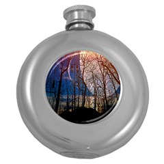 Full Moon Forest Night Darkness Round Hip Flask (5 Oz) by Nexatart