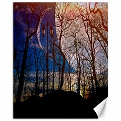 Full Moon Forest Night Darkness Canvas 11  X 14   by Nexatart