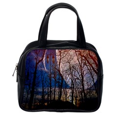 Full Moon Forest Night Darkness Classic Handbags (one Side) by Nexatart