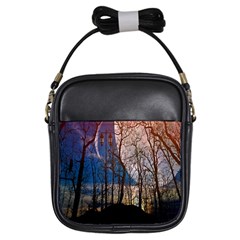 Full Moon Forest Night Darkness Girls Sling Bags by Nexatart