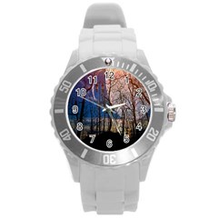 Full Moon Forest Night Darkness Round Plastic Sport Watch (l) by Nexatart