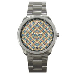 Modern Geometric Intricate Pattern Sport Metal Watch by dflcprints