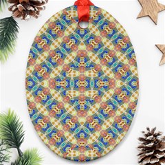 Modern Geometric Intricate Pattern Oval Ornament (two Sides) by dflcprints