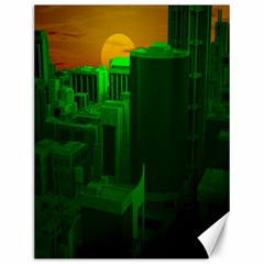 Green Building City Night Canvas 12  X 16   by Nexatart