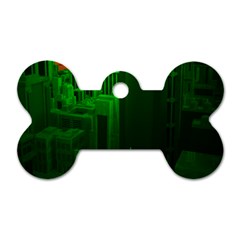 Green Building City Night Dog Tag Bone (two Sides) by Nexatart