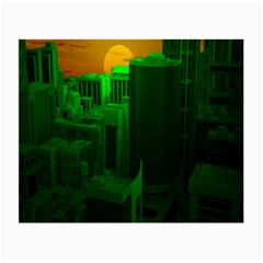 Green Building City Night Small Glasses Cloth (2-side) by Nexatart