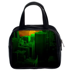 Green Building City Night Classic Handbags (2 Sides) by Nexatart