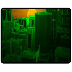 Green Building City Night Fleece Blanket (medium) 