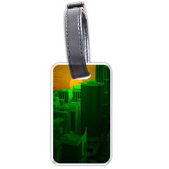 Green Building City Night Luggage Tags (one Side) 