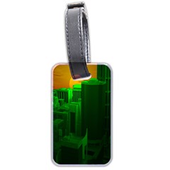 Green Building City Night Luggage Tags (two Sides) by Nexatart