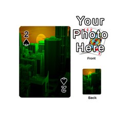 Green Building City Night Playing Cards 54 (mini)  by Nexatart