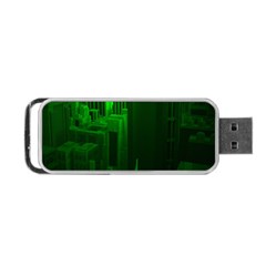 Green Building City Night Portable Usb Flash (one Side) by Nexatart