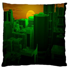 Green Building City Night Standard Flano Cushion Case (one Side) by Nexatart