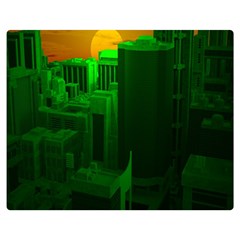 Green Building City Night Double Sided Flano Blanket (medium)  by Nexatart