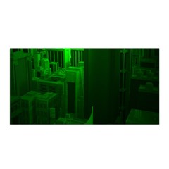 Green Building City Night Satin Wrap by Nexatart