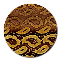 Golden Patterned Paper Round Mousepads by Nexatart