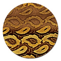 Golden Patterned Paper Magnet 5  (round) by Nexatart